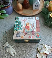 Úložné priestory & Organizácia - Drevená krabička na čaj Pokojné vianoce - 16215924_