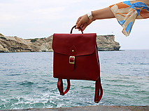 Kožená kabelka a batoh 2v1 KASTOS - červená