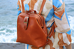 Kožený ruksak KYMO - prírodná farba