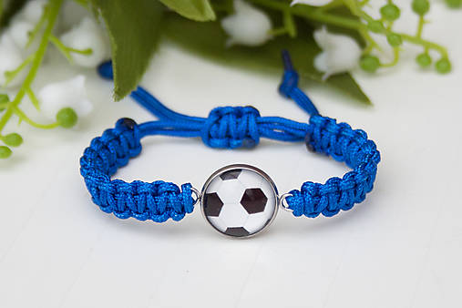 Detské doplnky - Šnúrkový náramok detský - Football modrý - 16215726_