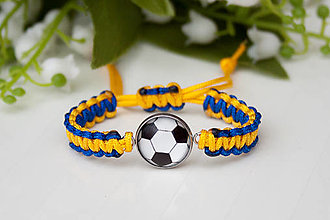 Detské doplnky - Šnúrkový náramok detský - Football modrý/žltý - 16215757_