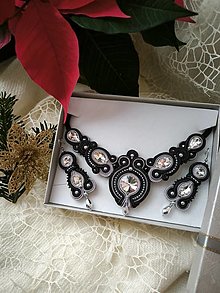 Sady šperkov - Mária čierno-šedý šujtásovy set - 16217011_