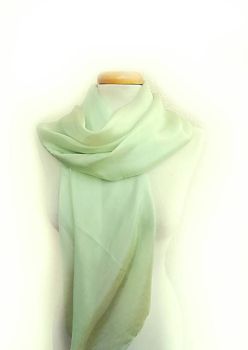 Šatky -  "pastel green"  hodvábná šatka  90x90 cm skladom - 16216002_