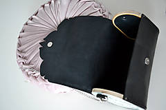 Kabelky - Drevená kabelka kožená čipka veľká (Sivá pigmentovaná s patinovaným drevom s popruhom) - 16217744_