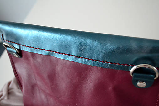 Kožená kabelka Margarétka (Tyrkysovo - slivková pigmentovaná)