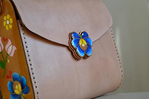 Kožená kabelka Dorka ručne maľovaná (Prírodná hladenica s retiazkou)