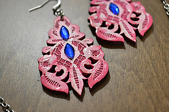 Náušnice - Náušničky a náhrdelník čipka patinované  (Náušnice ružové) - 16218546_
