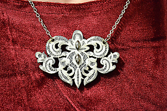 Náušnice - Náušničky a náhrdelník čipka patinované  (Náhrdelník sivý) - 16218575_