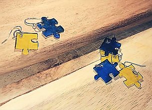 Náušnice - Náušnice Puzzle (pár - modrá a žltá) - 16218332_