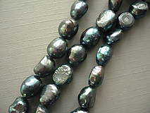 Minerály - Říční perly černé 12 mm, 2 ks - 16218496_