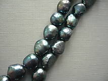 Minerály - Říční perly černé 12 mm, 2 ks - 16218497_