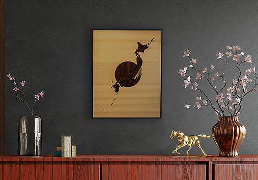 Obrazy - Drevená 3D mapa Japonska - 16219248_