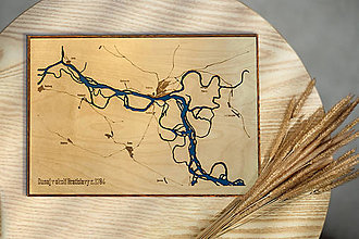Obrazy - Drevená 3D mapa Dunaja v Bratislave 1784 - 16218969_