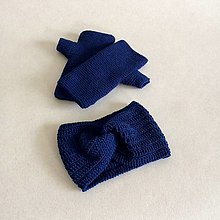 Rukavice - Set: čelenka a rukavice / viac farieb (Modrá tmavá) - 16220816_