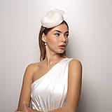 Ozdoby do vlasov - Svadobný hodvábny klobúčik Pillbox s mašľou, pre nevestu - 16219679_