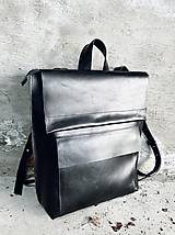 Batohy - VERSATILE čierny kožený ruksak - 16221225_