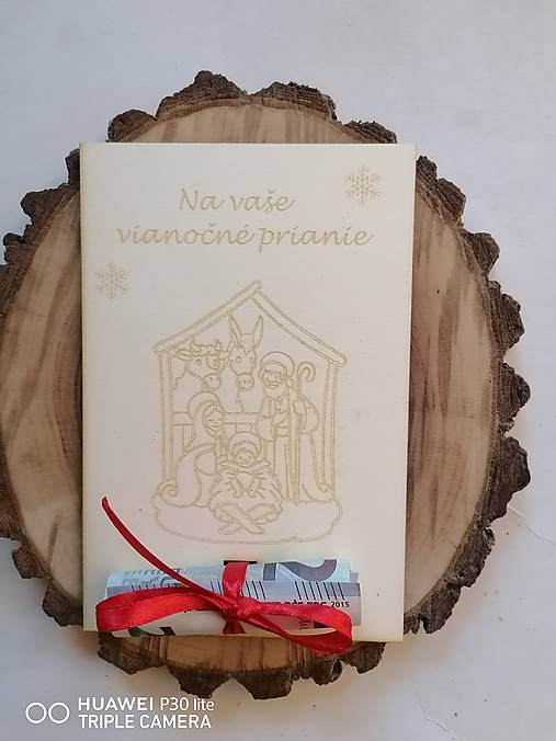 Papiernictvo - Vianočna drevena pohľadnica _betlehem _rôzne farby stuhy - 16219920_