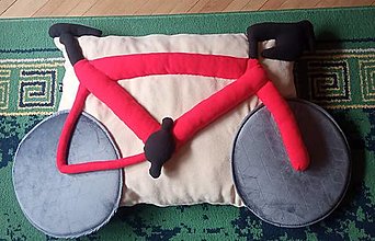 Úžitkový textil - Vankúš flísovy bicykel  (Cca 90 x 60 cm - Červená) - 16221137_