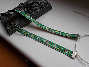 Náhrdelníky - ľudový choker náhrdelník (choker / zelena krojovka) - 16221611_
