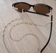 Iné šperky - Retiazka na okuliare - bielo zlaté perly - chirurgická oceľ - 16221800_