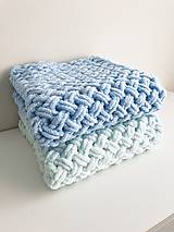 Detský textil - Ručne pletená puffy deka - 16221539_