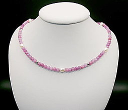 Náhrdelníky - Náhrdelník rubín s perlami - 16221583_