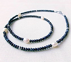 Náhrdelníky - Náhrdelník zafír s perlami - 16221649_