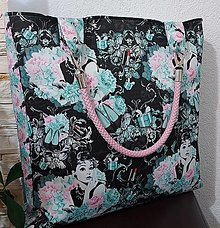 Veľké tašky - Taška ,,Audrey" (Tyrkys v kvetin.kombinácii 40×40cm) - 16224176_