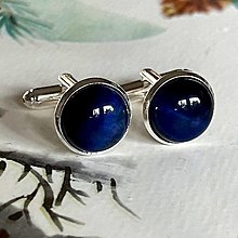 Pánske šperky - Blue Tiger Eye Cufflinks / Manžetové gombíky s modrým tigrím okom - 16223009_