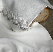 Úžitkový textil - Ľanové vrecko s ľanovou čipkou - 16222934_