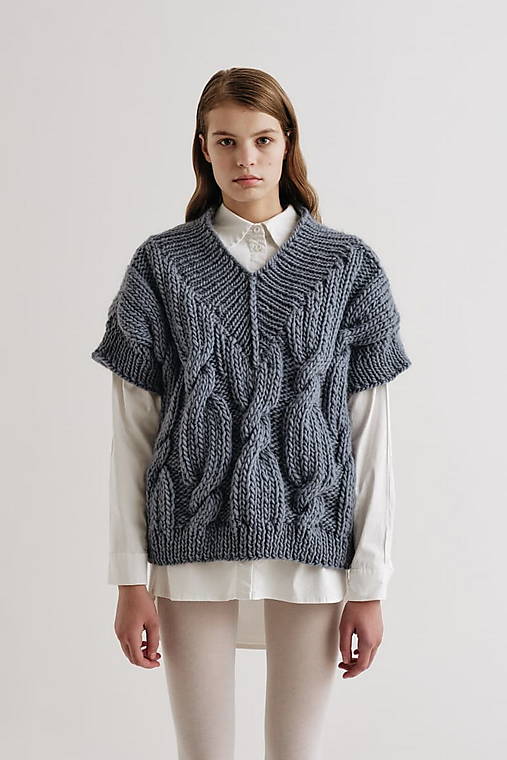 Vesty - Pletená vestička - 16223665_