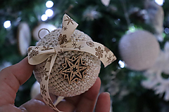 Dekorácie - Vianočné háčkované gule - béžová (sada 4ks) - 16222979_