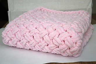 Detský textil - Pletená detská deka - jednofarebná (Ružová) - 16222963_