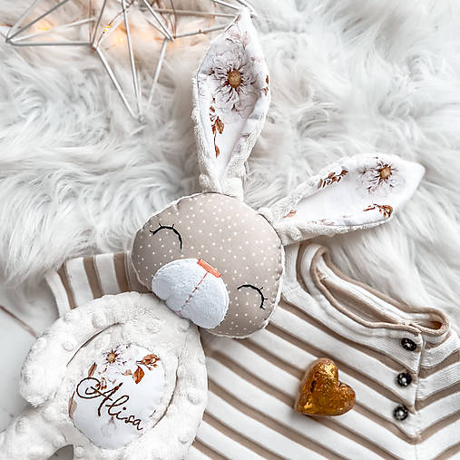 Hračky - Zajačik Natural boho kvety - 16224899_