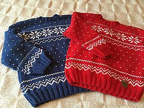 Detské oblečenie - Modrý vianočný pulóver - 16224378_
