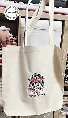 Iné tašky - Vyšívaná nákupná taška "Super women" - 16224816_