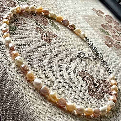 Freshwater Pearls Steel Necklace / Náhrdelník zo sladkovodných perál, oceľ A101