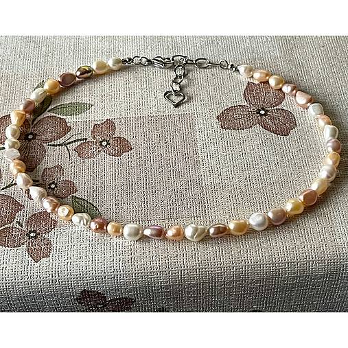 Freshwater Pearls Steel Necklace / Náhrdelník zo sladkovodných perál, oceľ A101