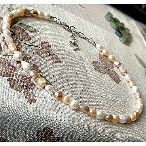 Freshwater Pearls Steel Necklace / Náhrdelník zo sladkovodných perál, oceľ A101