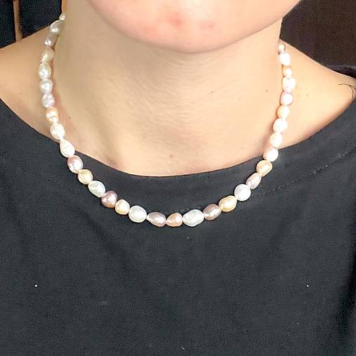 Freshwater Pearls Steel Necklace / Náhrdelník zo sladkovodných perál, oceľ A101