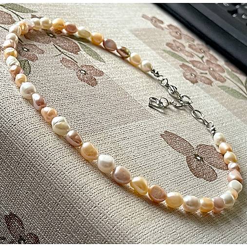 Freshwater Pearls Steel Necklace / Náhrdelník zo sladkovodných perál, oceľ A101