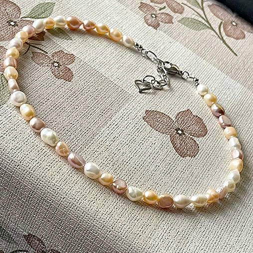 Freshwater Pearls Steel Necklace / Náhrdelník zo sladkovodných perál, oceľ A101