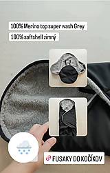 Detský textil - Fusak do kočíka zo 100% ovčej vlny MERINO top super wash Grey a softshell čierny - 16225689_