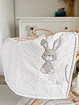 Detský textil - Detská deka Latte so zajačikom - 16225287_