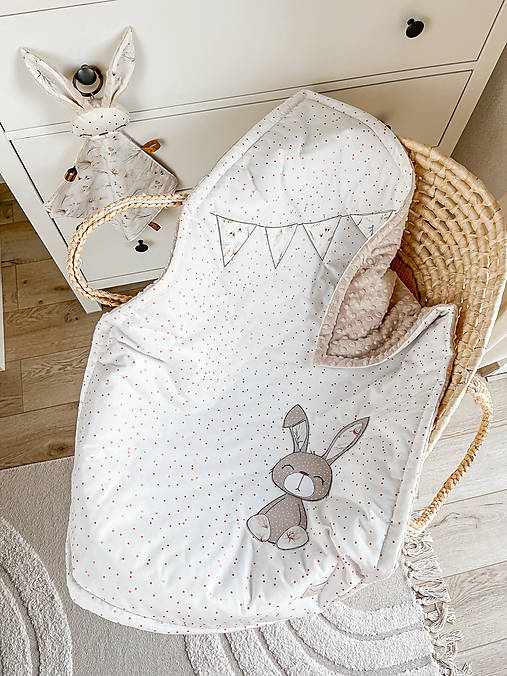 Detský textil - Detská deka Latte so zajačikom - 16225286_