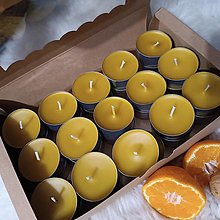 Sviečky - Čajové sviečky zo včelieho vosku v krabičke - 16225783_