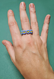 Prstene - Kvietkované prstene (Modrá) - 16226526_