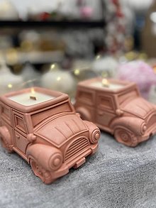 Sviečky - Ručne vyrobená sójová sviečka - sadrová kolekcia - "Vintage auto". - 16226610_