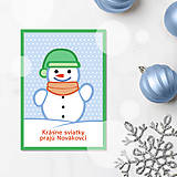 Papiernictvo - Vianočná pohľadnica Cute snowman (mávajúci) - 16226776_