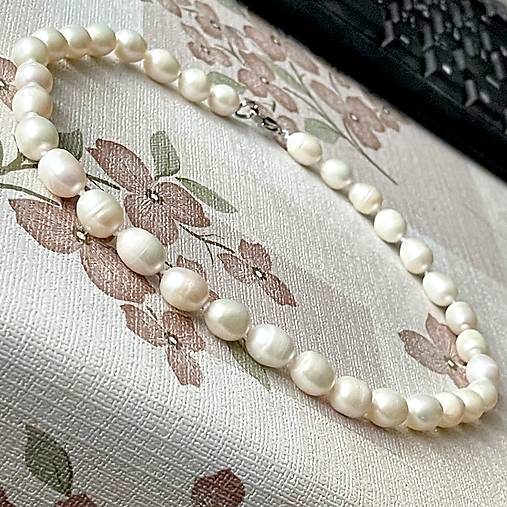 Freshwater Pearls Necklace / Náhrdelník z veľkých oválnych sladkovodných perál,  A102